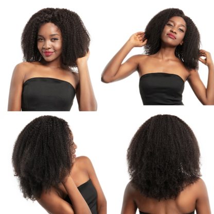 Mongolian Afro Kinky Curly Hair Human Hair Bundles 4B 4C Hair Weave Remy Natural Human Hair Extension CARA Products 1&3 Bundles 10