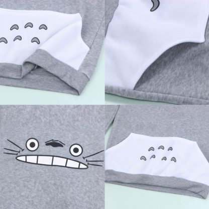 New Fashionable Women Cartoon Totoro Hoodie Casual Sweatshirt Gray Unisex Pullover Long Sleeve Coat Male Female Hoodies 8