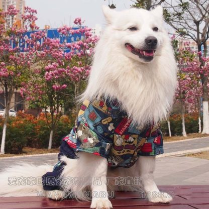 Cartoon Big large dog denim coat jacket overall clothes dog puppy jumpsuit jean pant golden retriever pitbull dog clothing 10