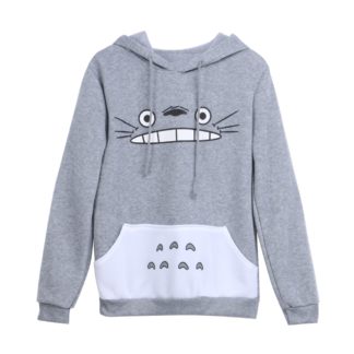 New Fashionable Women Cartoon Totoro Hoodie Casual Sweatshirt Gray Unisex Pullover Long Sleeve Coat Male Female Hoodies