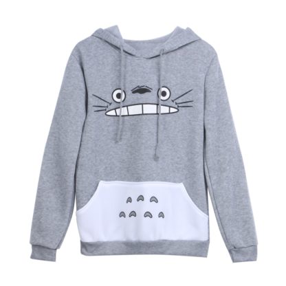 New Fashionable Women Cartoon Totoro Hoodie Casual Sweatshirt Gray Unisex Pullover Long Sleeve Coat Male Female Hoodies