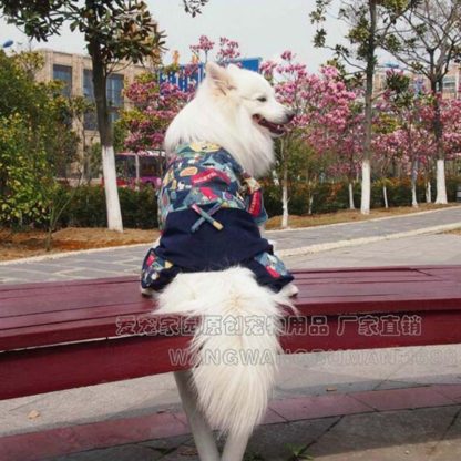 Cartoon Big large dog denim coat jacket overall clothes dog puppy jumpsuit jean pant golden retriever pitbull dog clothing 8