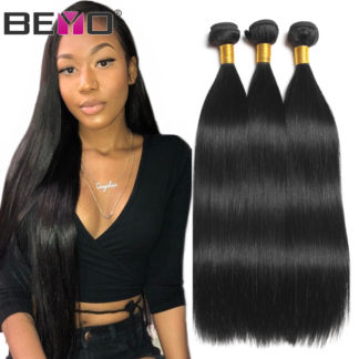 Beyo Straight Hair Bundles 100% Human Hair Bundles Non-Remy Hair Extensions 1/3/ 4 Bundle Deals 8-28 Inch Indian Hair Bundles